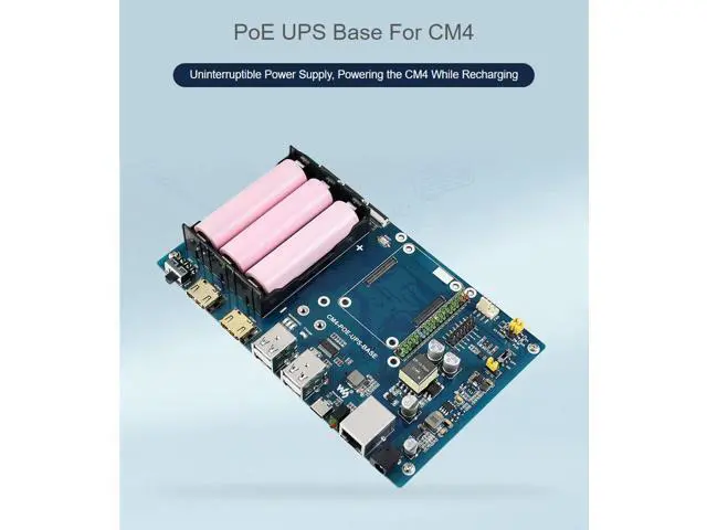 Alt view image 2 of 5 - Waveshare PoE UPS Uninterruptible Power Supply Base Board for Raspberry Pi Compute Module 4 with Gigabit Ethernet/Dual HDMI/Quad USB2.0 etc.Interfaces