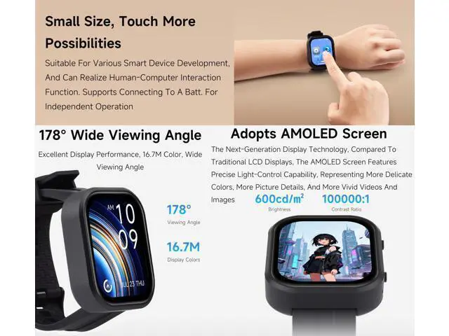 Alt view image 3 of 5 - ESP32-C6 2.06inch AMOLED Touch Watch Development Board, 410502 Pixels, RISC-V 32-bit Processor, Supports WiFi 6 / Bluetooth 5 / Zigbee, ESP32 with Display, Supports AI Speech Interaction