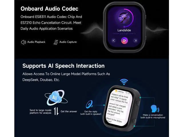 Alt view image 4 of 5 - ESP32-C6 2.06inch AMOLED Touch Watch Development Board, 410502 Pixels, RISC-V 32-bit Processor, Supports WiFi 6 / Bluetooth 5 / Zigbee, ESP32 with Display, Supports AI Speech Interaction