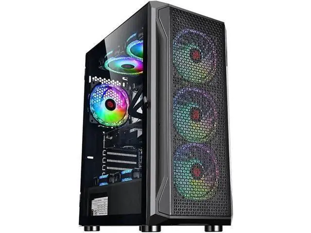 Alt view image 5 of 5 - Power Supply 550W ATX Computer Power Supply 80PLUS White Label Certified RGB Fan Black Flat Cable Anti Power Technology