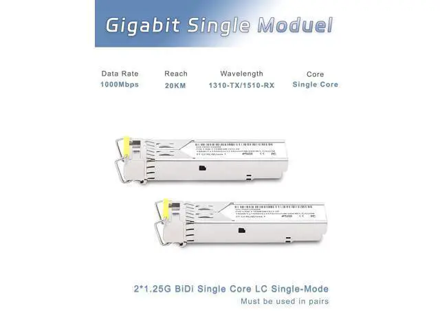 Alt view image 4 of 5 - Atroodac A Pair of Mini Fiber to Ethernet Converter with 2 Pcs 1.25G BIDI LC Single Port Transceiver Module up to 20KM 10/100/1000Base-Tx RJ45 to 100/1000BASE-SX SFP Slot Media Converter