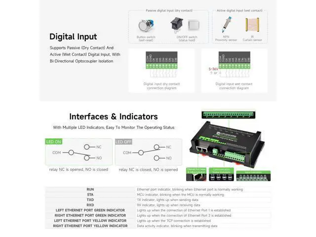 Alt view image 5 of 5 - Waveshare Dual Ethernet Ports 8-ch Relay Module (C), Modbus RTU Protocol, PoE Power Supply, with Various Isolation and Protection Circuits, Industrial Grade Rail-Mount Case
