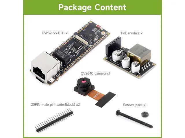 Alt view image 2 of 5 - Waveshare ESP32-S3 ETH Development Board Microcontroller, 10/100Mbps RJ45 Ethernet Port, W-F & BT Support, 240MHz Dual Core Processor, Onboard Type-C Port and TF Card Slot, OV2640 Camera+PoE Module