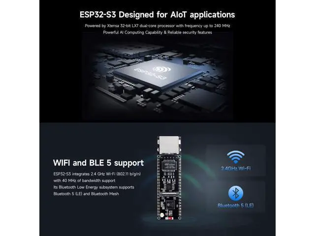 Alt view image 5 of 5 - Waveshare ESP32-S3 ETH Development Board Microcontroller, 10/100Mbps RJ45 Ethernet Port, W-F & BT Support, 240MHz Dual Core Processor, Onboard Type-C Port and TF Card Slot, OV2640 Camera+PoE Module