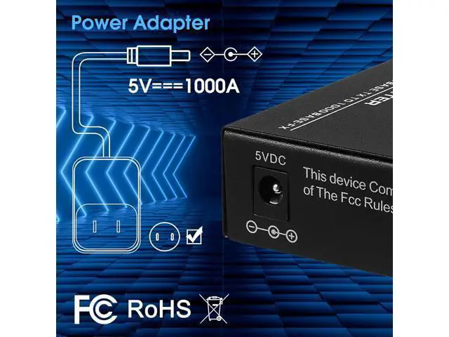 Alt view image 3 of 7 - 2-Pack Fiber to Ethernet Media Converter with Gigabit Multi-Mode SFP LC Module, 1.25G SFP to 10/100/1000M RJ45, MMF, 850nm, up to 550m (1804 ft)