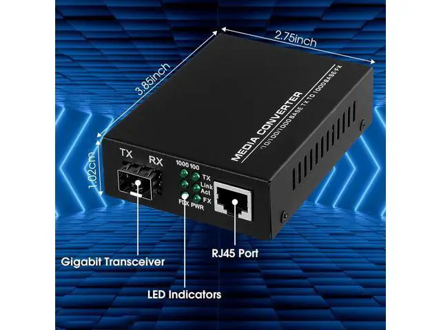 Alt view image 5 of 7 - 2-Pack Fiber to Ethernet Media Converter with Gigabit Multi-Mode SFP LC Module, 1.25G SFP to 10/100/1000M RJ45, MMF, 850nm, up to 550m (1804 ft)