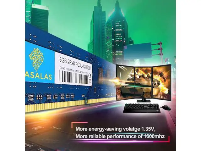 Alt view image 2 of 5 - Rasalas 16GB Kit (2x8GB) DDR3L-1600 MHz PC3L-12800 UDIMM 2Rx8 1.35V 1.5V CL11 240PIN Dual Rank DIMM Non-ECC Unbuffered Intel AMD Desktop Memory Computer RAM Upgrade Modules