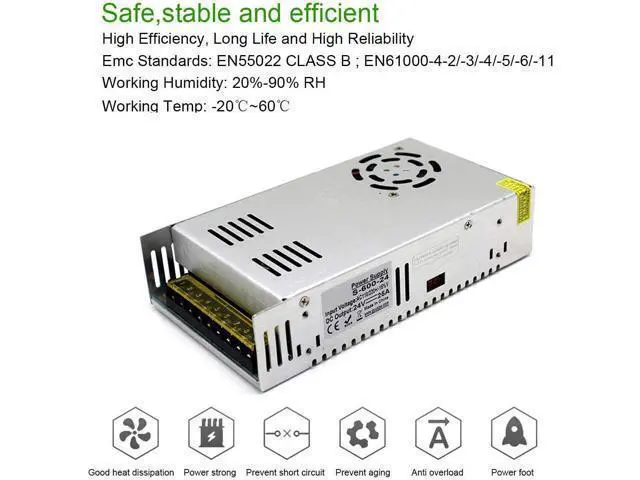 Alt view image 3 of 7 - EAGWELL 24V 25A DC Universal Regulated Switching Power Supply 600W for LED Strip Lights Module,CCTV,Radio,Computer Project, 3D Printer,LED Driver