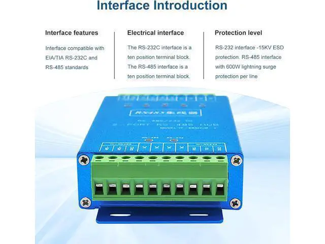 Alt view image 4 of 7 - Bacoz RS232 RS485 to 4 Port RS485 Hub with Quad Optical Isolation,Repeater Industrial-Grade Photoelectric Isolation, RS485 Splitter/Sub-Sharer, BZ-RS232/485-485-4 way