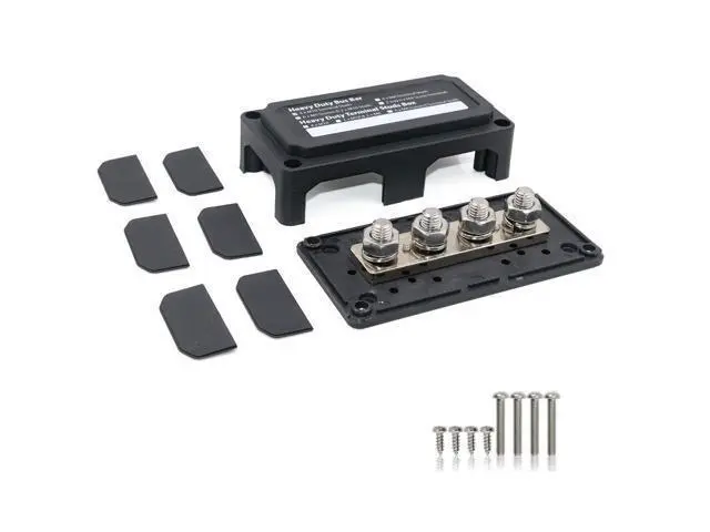 Alt view image 3 of 5 - Gloaso Busbar 12V-48V DC 300A, Heavy Duty Bus Bar with 4X 3/8"(M10) Posts Terminals Blocks, 300 Amp Battery Junction Block Module Powerbar for Car RV Solar Truck Boat Marine, Red& Black 2 Pack
