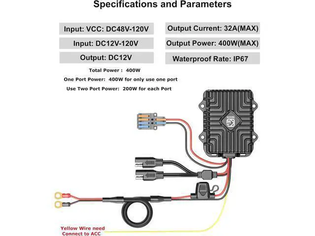 Alt view image 2 of 7 - 400W 32A 12V Golf Cart 48V-120V to 12V Converter Voltage Regulator Reducer Transformer with Fuse DC Convert Regulator Power Supply Buck Transformer Module for Motorcycle Golf Cart Scooters