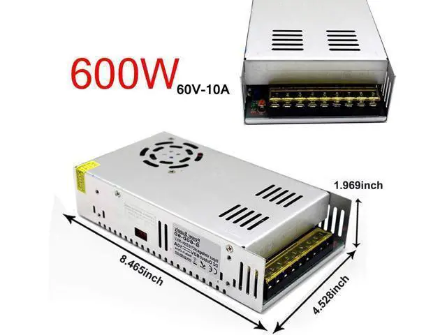 Alt view image 2 of 7 - EAGWELL DC 60V 10A 600W Universal Regulated Switching Power Supply for LED Strip Lights Module,CCTV,Radio,Computer Project, 3D Printer,LED Driver