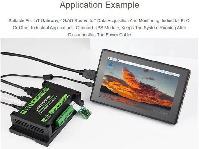 Alt view image 4 of 5 - waveshare Industrial IoT 5G/4G/LoRa Wireless Expansion Board with UPS Module for Raspberry Pi Compute Module 4 Lite/eMMC Series, with CSI/HDMI/USB/Gigabit Ethernet/CAN / RS485 / M.2 B Key Interfaces