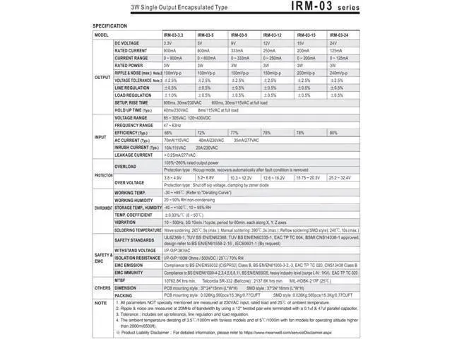 Alt view image 5 of 5 - 1PCS IRM-03-24 24V 125mA IRM-03 Series 3W Single Output Encapsulated Type PCB IRM-03 Module Switching Power Supply AC-DC