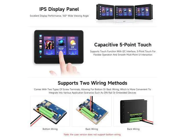 Alt view image 5 of 5 - Waveshare ESP32-S3 4.3inch Capacitive Touch Display Development Board B, 800x480 Resolution, 5-Point Touch, 32-Bit LX7 Dual-Core Processor, 240MHz Frequency, with Onboard Antenna and Plastic Case
