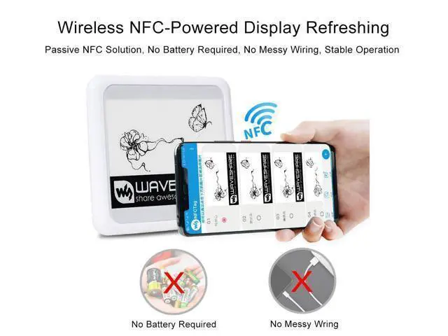 Alt view image 4 of 5 - Waveshare Passive NFC-Powered E-Paper 4.2inch No Battery Wireless Powering Data Transfer Suitable for Price Tags/Shelf Labels