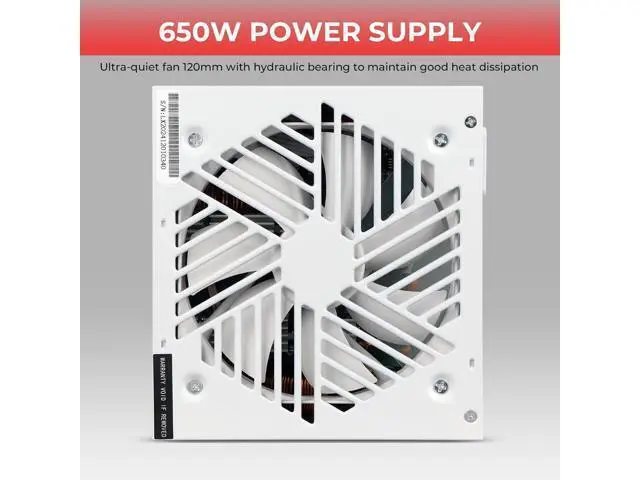 Alt view image 4 of 7 - Power Supply 650W Standard ATX PC PSU 80 Plus Gold Non Modular Full Voltage 110-240V Active PFC with 20+4Pin Motherboard Power Cable for Desktop Gaming Server White