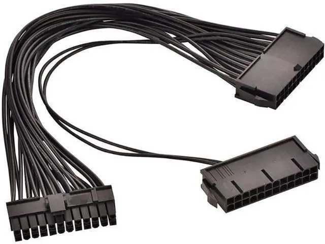 Main image of YANGQI yaoqijie 6PC ATX 30cm 24 Pin Dual PSU Power Supply Extension Cable Synchronous Cord Fit for Computer Cable Connector Fit for Mining 24Pin 20+4pin Lasting (Cable Length : 0.3m)