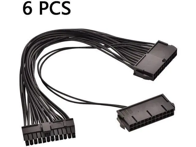 Alt view image 2 of 6 - YANGQI yaoqijie 6PC ATX 30cm 24 Pin Dual PSU Power Supply Extension Cable Synchronous Cord Fit for Computer Cable Connector Fit for Mining 24Pin 20+4pin Lasting (Cable Length : 0.3m)
