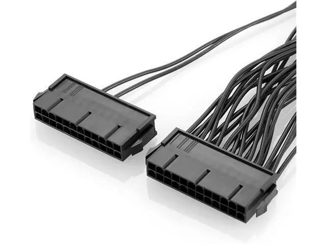 Alt view image 4 of 6 - YANGQI yaoqijie 6PC ATX 30cm 24 Pin Dual PSU Power Supply Extension Cable Synchronous Cord Fit for Computer Cable Connector Fit for Mining 24Pin 20+4pin Lasting (Cable Length : 0.3m)