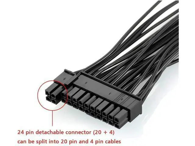 Alt view image 6 of 6 - YANGQI yaoqijie 6PC ATX 30cm 24 Pin Dual PSU Power Supply Extension Cable Synchronous Cord Fit for Computer Cable Connector Fit for Mining 24Pin 20+4pin Lasting (Cable Length : 0.3m)