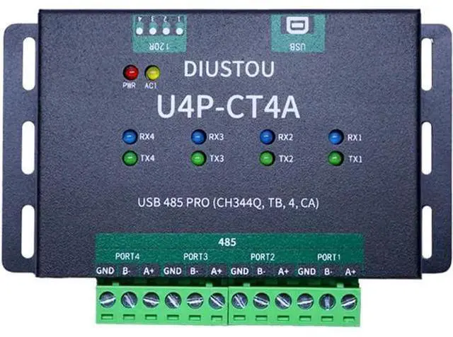 Main image of USB to 4-Channel 485 Serial Module CH344Q SP3485 Chip 480Mbps USB Interface Supports 485 Communication at 3M baud Rate Metal case with Isolation Multiple Protection