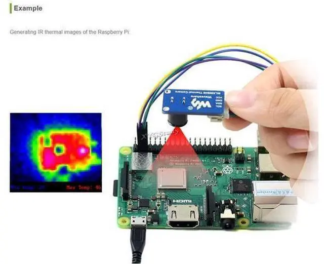 Alt view image 4 of 5 - MLX90640 IR Array Thermal Imaging Camera 32×24 Pixels 55° Field of View I2C Interface 3.3V/5V Compatible with Raspberry Pi (ESP32) STM32 @XYGStudy (MLX90640-D55 Thermal Camera)