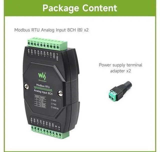 Alt view image 2 of 5 - Waveshare 2PCS Industrial 8-Ch Analog Acquisition Module, 12-Bit High-Precision, Supports Voltage and Current Acquisition, DC 7~36V Wide Voltage Power Supply, 8-ch Voltage Mode, 0~10V