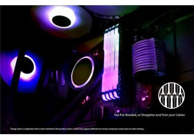 Alt view image 3 of 6 - LINKUP - 30cm PSU Cable Extension Sleeved Custom Mod GPU PC Braided w/Comb Kit - Compatible with RTX30901 x 24 P (20+4)2 x 8 P (4+4) CPU3 x 8 P (6+2) GPU Set300mm - Purple