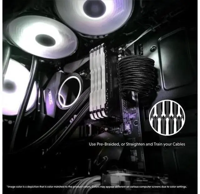 Alt view image 3 of 6 - LINKUP - 30cm PSU Cable Extension Sleeved Custom Mod GPU PC Braided w/Comb Kit - Compatible with RTX30901 x 24 P (20+4)2 x 8 P (4+4) CPU3 x 8 P (6+2) GPU Set300mm - Black