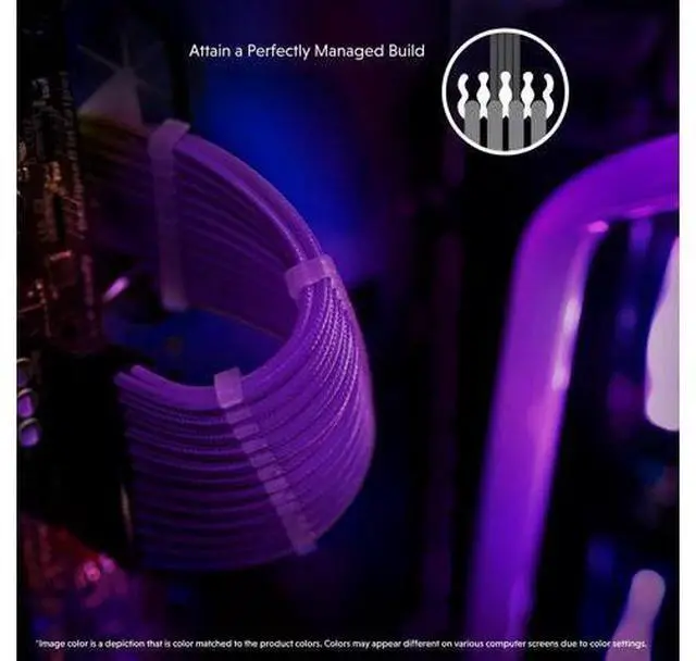 Alt view image 5 of 6 - LINKUP - 50cm PSU Cable Extension Sleeved Custom Mod GPU PC Braided w/Comb Kit - Compatible with RTX30901 x 24 P (20+4)2 x 8 P (4+4) CPU3 x 8 P (6+2) GPU Set500mm - Purple