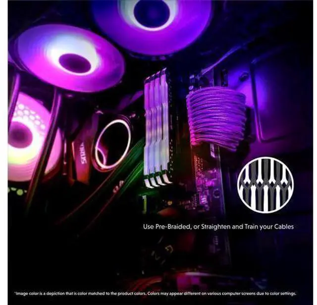 Alt view image 3 of 6 - LINKUP - 50cm PSU Cable Extension Sleeved Custom Mod GPU PC Braided w/Comb Kit - Compatible with RTX30901 x 24 P (20+4)2 x 8 P (4+4) CPU3 x 8 P (6+2) GPU Set500mm - Purple