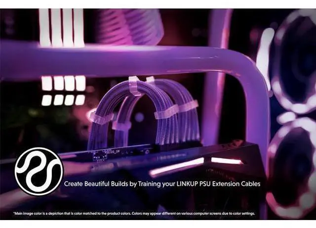 Alt view image 4 of 6 - LINKUP - 50cm PSU Cable Extension Sleeved Custom Mod GPU PC Braided w/Comb Kit - Compatible with RTX30901 x 24 P (20+4)2 x 8 P (4+4) CPU3 x 8 P (6+2) GPU Set500mm - Purple