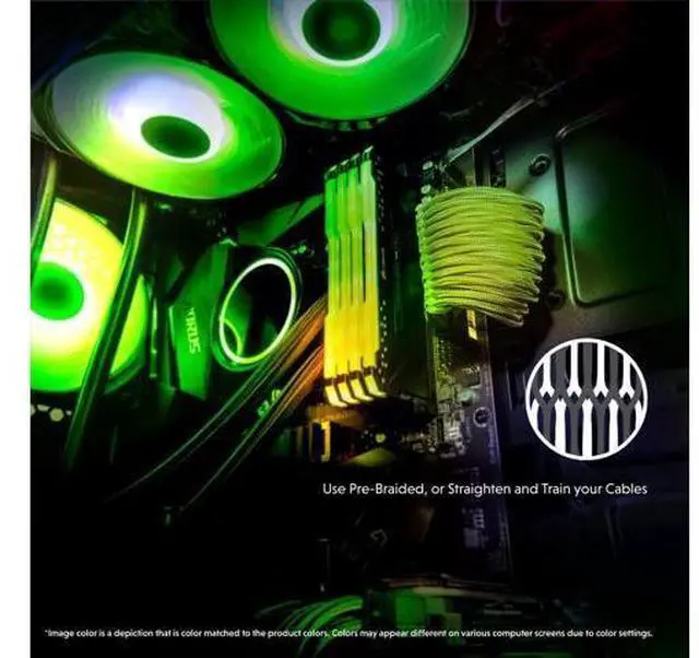 Alt view image 3 of 6 - LINKUP - 50cm PSU Cable Extension Sleeved Custom Mod GPU PC Braided w/Comb Kit - Compatible with RTX30901 x 24 P (20+4)2 x 8 P (4+4) CPU3 x 8 P (6+2) GPU Set500mm - Green