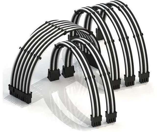 Main image of LINKUP - 30cm PSU Cable Extension Sleeved Custom Mod GPU PC Braided w/Comb Kit - Compatible with RTX30901 x 24 P (20+4)2 x 8 P (4+4) CPU3 x 8 P (6+2) GPU Set300mm - WhiteBlack