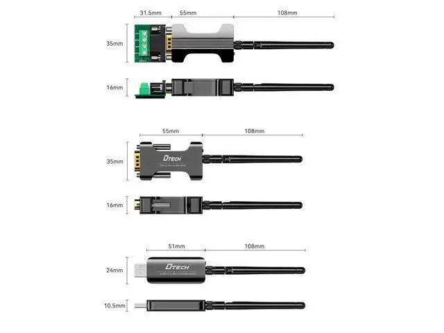 Alt view image 6 of 6 - DTECH Wireless Module TPUNB Data Converter RS232 to Lora DTU Wireless Serial Transceiver