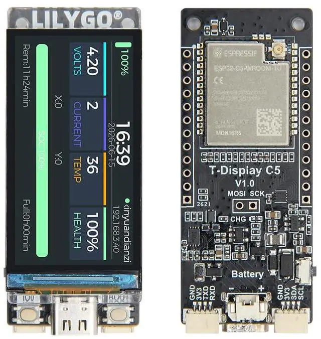 Main image of T-Display C5 ESP32-C5 Dev Board 1.9-inch ST7789 IPS LCD | Dual-Band 2.4GHz & 5GHz Wi-Fi 6 Bluetooth IoT Module