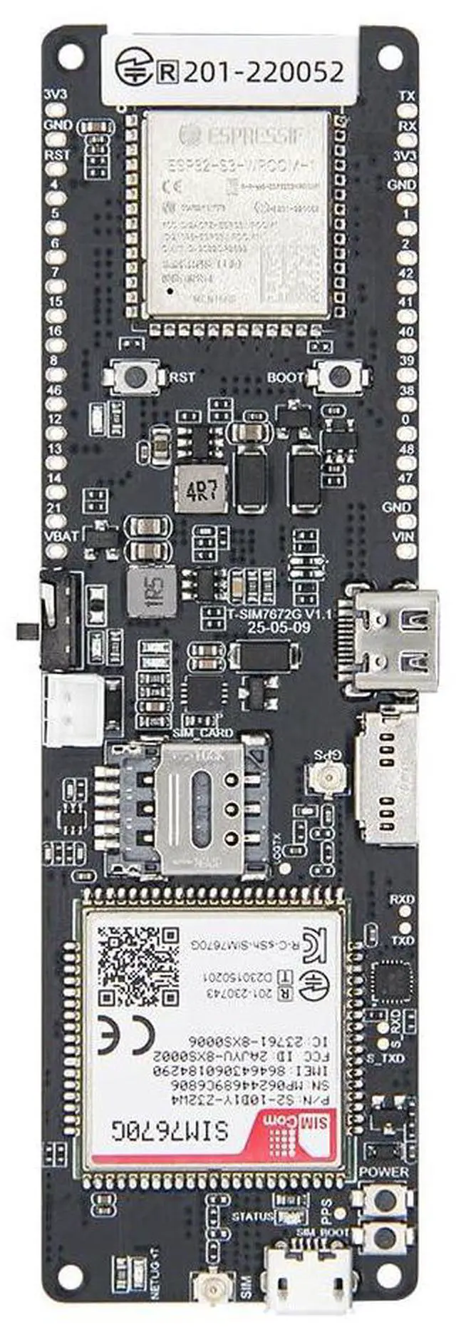 Main image of T-SIM7670G-S3 ESP32-S3 4G LTE TTGO Development Board | Low-Power, Long-Range Communication, GPS