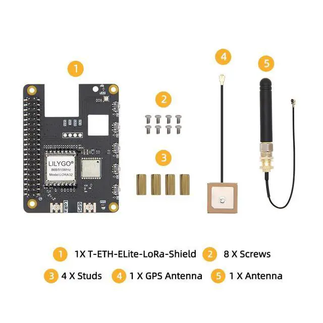 Alt view image 5 of 7 - T-ETH-Elite-LoRa-Shield (SX1276 GPS) 915Mhz L76K Development Board | IoT Electronic Microcontroller Expansion Board SX1276 LoRa Module
