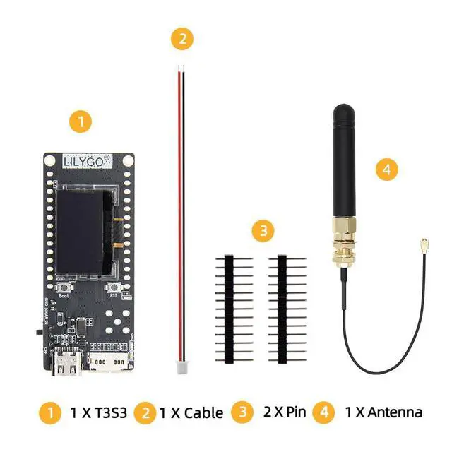 Alt view image 6 of 7 - T3S3 V1.3 ESP32-S3 LoRa Development Board with 0.96" OLED | SX1280 without PA, SSD1306 Driver, I2C Interface, Wireless Module, TTGO