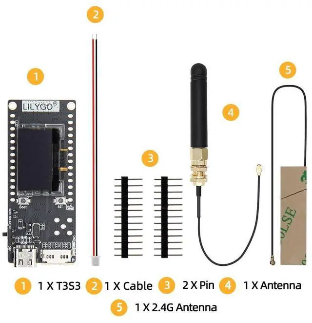 Alt view image 6 of 7 - T3S3 V1.3 ESP32-S3 LoRa Development Board LR1121 2.4G | TTGO Wireless Module, 0.96 inch OLED, SSD1306 Driver, I2C Interface
