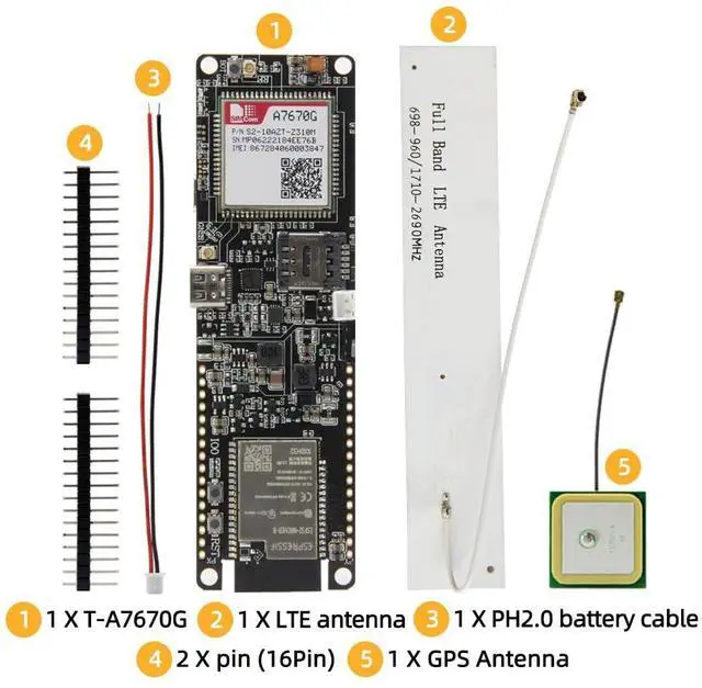 Alt view image 7 of 7 - T-A7670G R2 4G LTE CAT1 SIM ESP32 Development Board