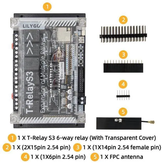 Alt view image 7 of 7 - T-RelayS3 ESP32-S3 6-Way Relay TTGO Development Board
