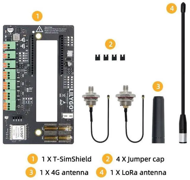 Alt view image 6 of 7 - T-SimShield ESP32 SX1262 LoRa 915mhz RS485 TTGO Development Board