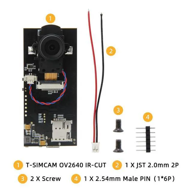 Alt view image 6 of 7 - T-SIMCAM OV2640 IR-Cut ESP32-S3 Development Board Microcontroller | IoT Electronic Wi-Fi & Bluetooth 5 BLE ESP32 S3 Kit Compatible with Cellular Modem Modules