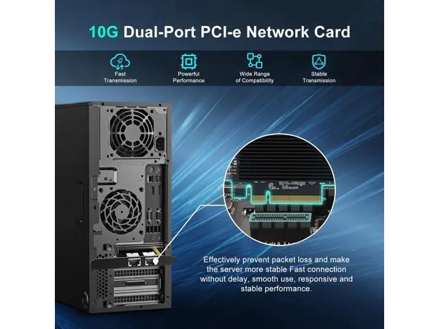 Alt view image 5 of 7 - 10G Dual RJ45 Port PCI-E Network Card, with X540 Controller, Gigaplus X540-T2 10Gb Ethernet Adapter with 2 * 10Gbe NIC, Support Windows/Linux/ESX Servers