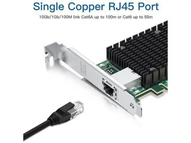 Alt view image 2 of 7 - 10Gb RJ45 PCI-E Network Card NIC, Compare to Intel X540-T1, with Intel X540-BT2 Chip, Single RJ45 Ports, PCI Express X8, Ethernet Converged Network Adapter Support Windows/Linux/VMware