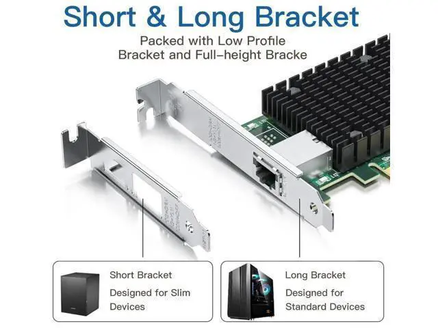 Alt view image 3 of 7 - 10Gb RJ45 PCI-E Network Card NIC, Compare to Intel X540-T1, with Intel X540-BT2 Chip, Single RJ45 Ports, PCI Express X8, Ethernet Converged Network Adapter Support Windows/Linux/VMware