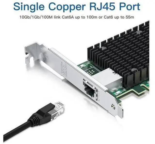 Alt view image 2 of 7 - 10Gb RJ45 PCI-E Network Card NIC, Compare to Intel X540-T1, with Intel X540-BT2 Chip, Single RJ45 Ports, PCI Express X8, Ethernet Converged Network Adapter Support Windows/Linux/VMware