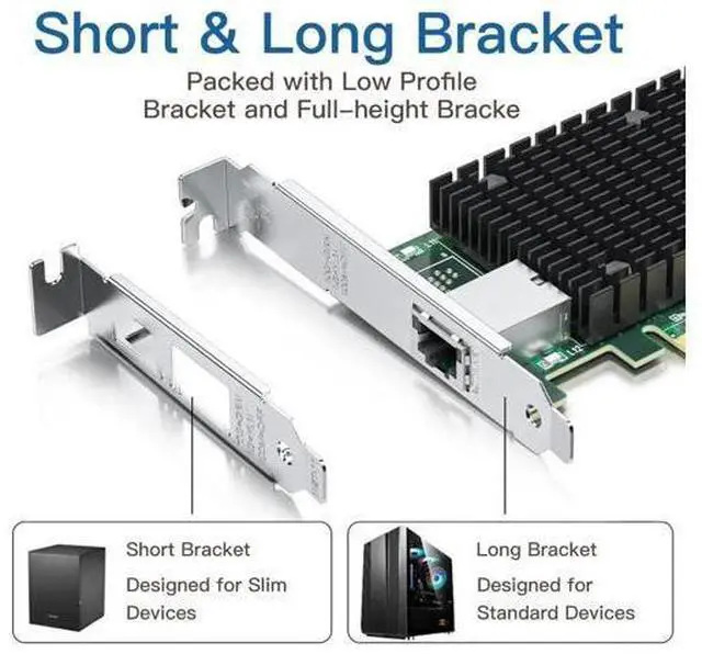 Alt view image 3 of 7 - 10Gb RJ45 PCI-E Network Card NIC, Compare to Intel X540-T1, with Intel X540-BT2 Chip, Single RJ45 Ports, PCI Express X8, Ethernet Converged Network Adapter Support Windows/Linux/VMware